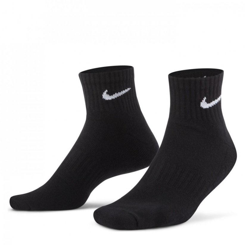 Nike Three Pack Quarter Socks Mens BLACK/WHITE