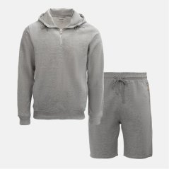 Firetrap Hood Shirt and short Set Mens Grey